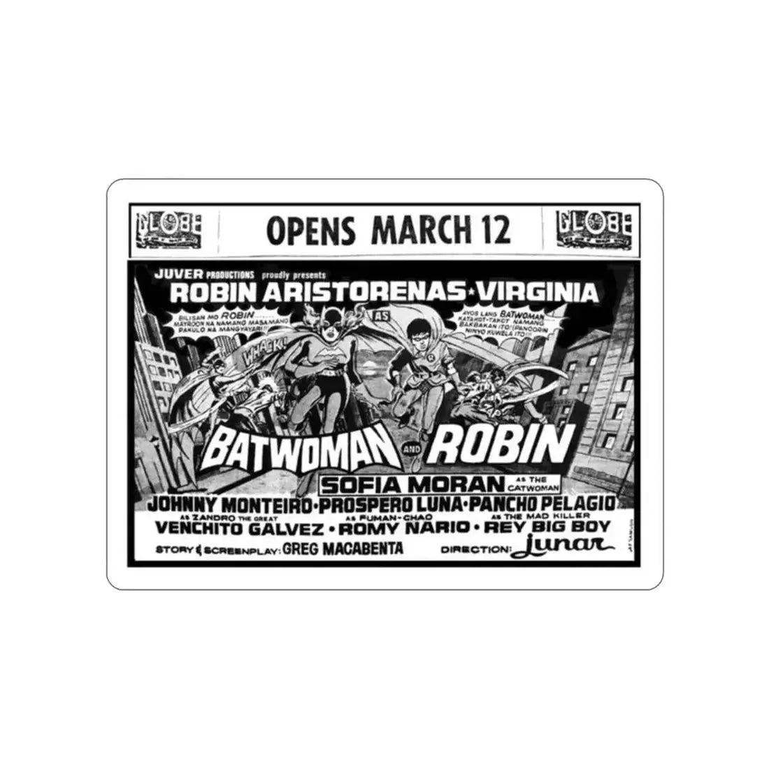 BATWOMAN AND ROBIN 1972 Movie Poster STICKER Vinyl Die-Cut Decal 2 Inch - The Sticker Space