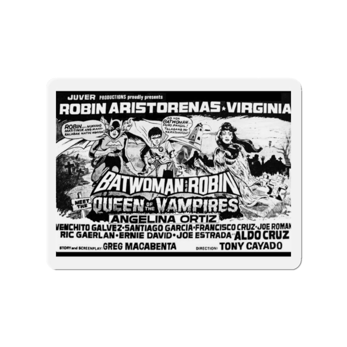 BATWOMAN AND ROBIN MEET THE QUEEN OF THE VAMPIRES 1972 Movie Poster - Die-Cut Magnet-2" x 2"-The Sticker Space