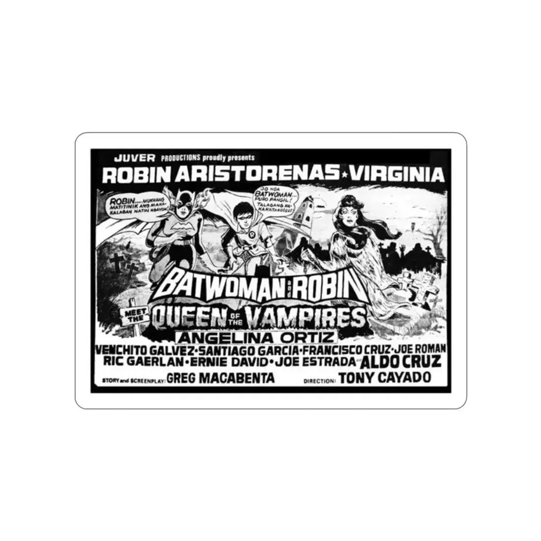 BATWOMAN AND ROBIN MEET THE QUEEN OF THE VAMPIRES 1972 Movie Poster STICKER Vinyl Die-Cut Decal 2 Inch - The Sticker Space