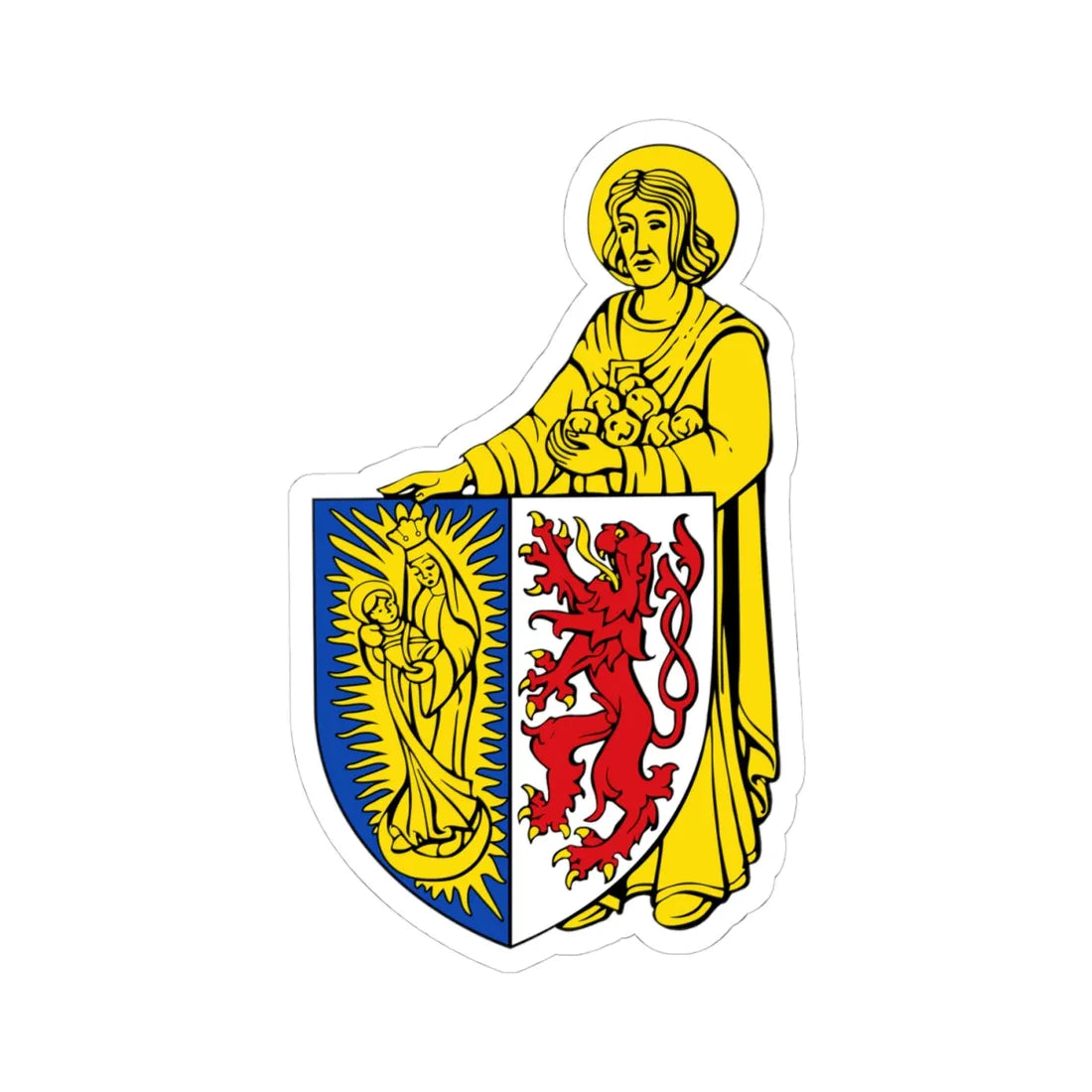 BE Lontzen COA transparent (Belgium) (Coat of Arms) STICKER Vinyl Kiss-Cut Decal 4 Inch White - The Sticker Space