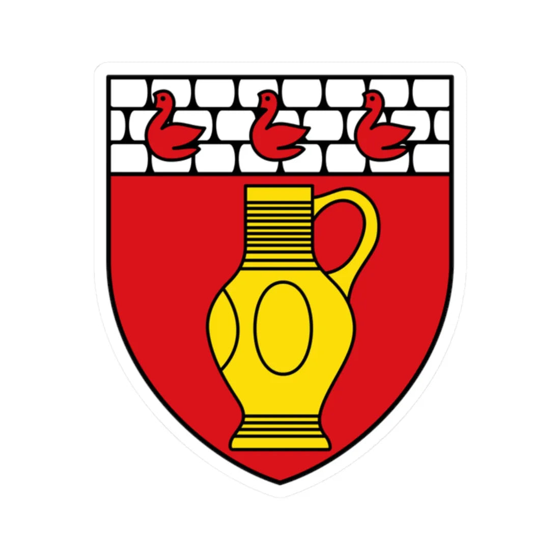 BE Raeren COA (Belgium) (Coat of Arms) STICKER Vinyl Kiss-Cut Decal 2 Inch White - The Sticker Space