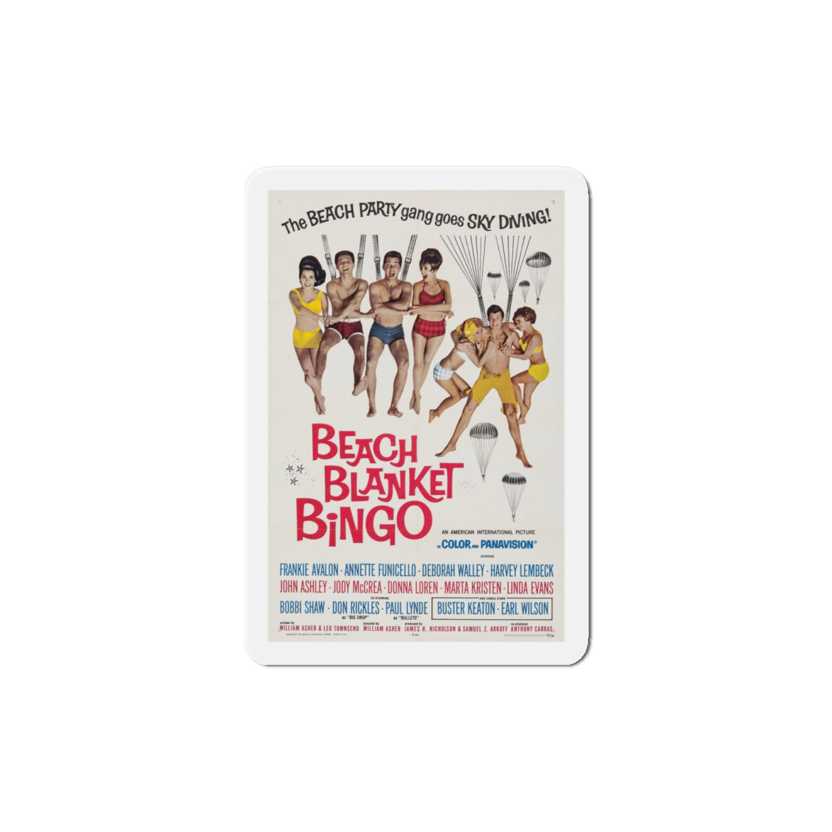 Beach Blanket Bingo 1965 Movie Poster Die-Cut Magnet-6 × 6"-The Sticker Space