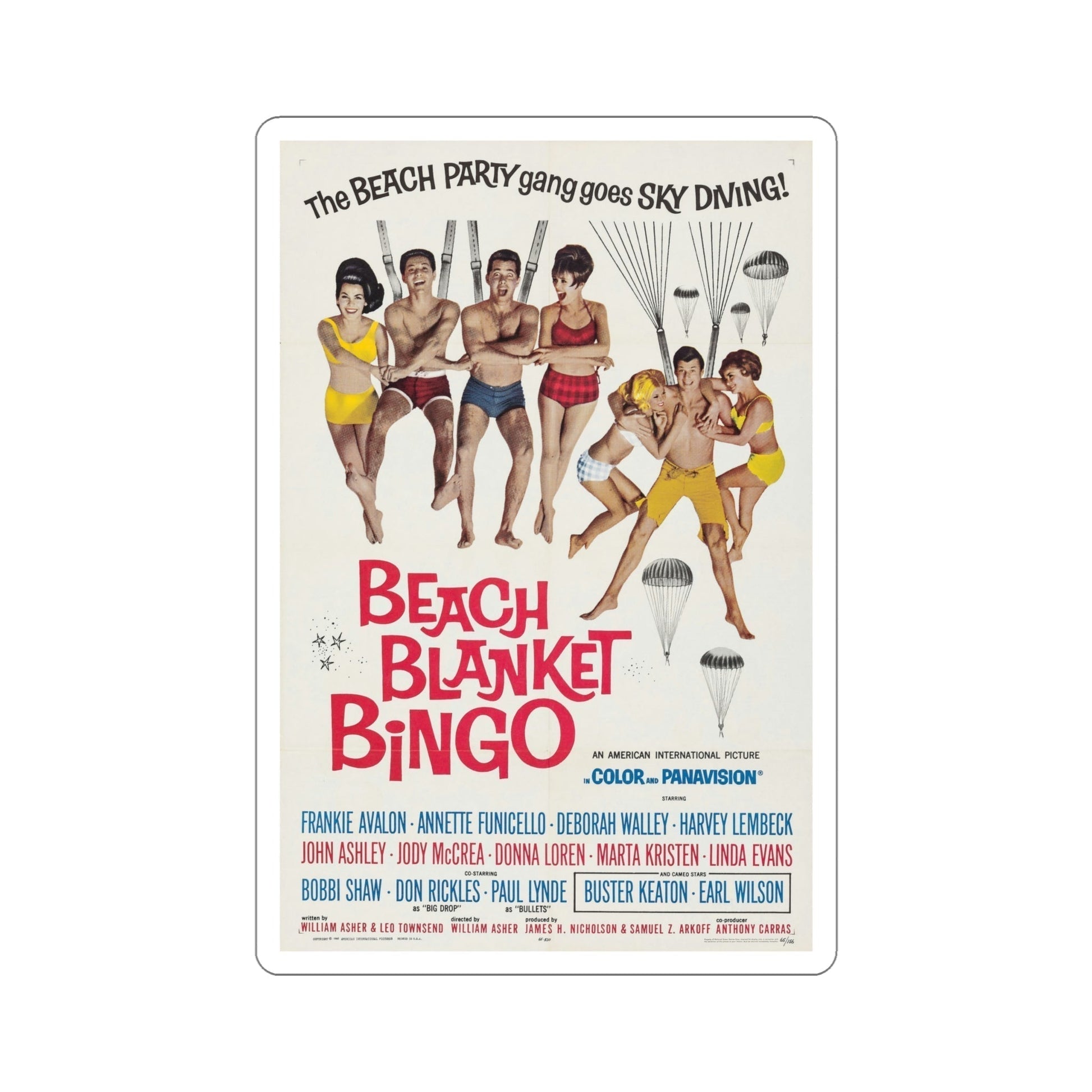 Beach Blanket Bingo 1965 Movie Poster STICKER Vinyl Die-Cut Decal-6 Inch-The Sticker Space