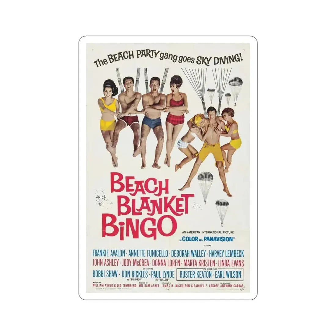 Beach Blanket Bingo 1965 Movie Poster STICKER Vinyl Die-Cut Decal 6 Inch - The Sticker Space