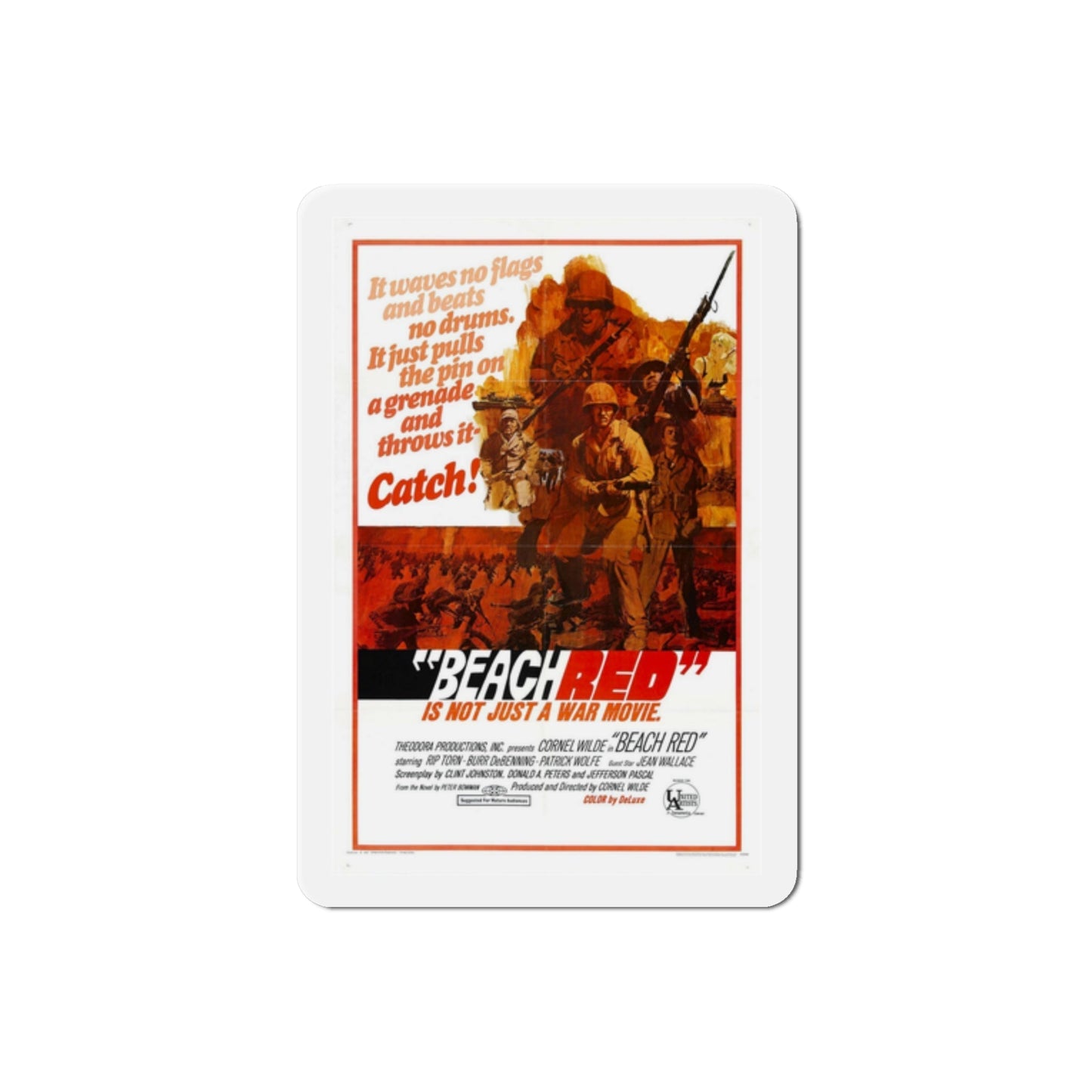 Beach Red 1967 Movie Poster Die-Cut Magnet-2 Inch-The Sticker Space