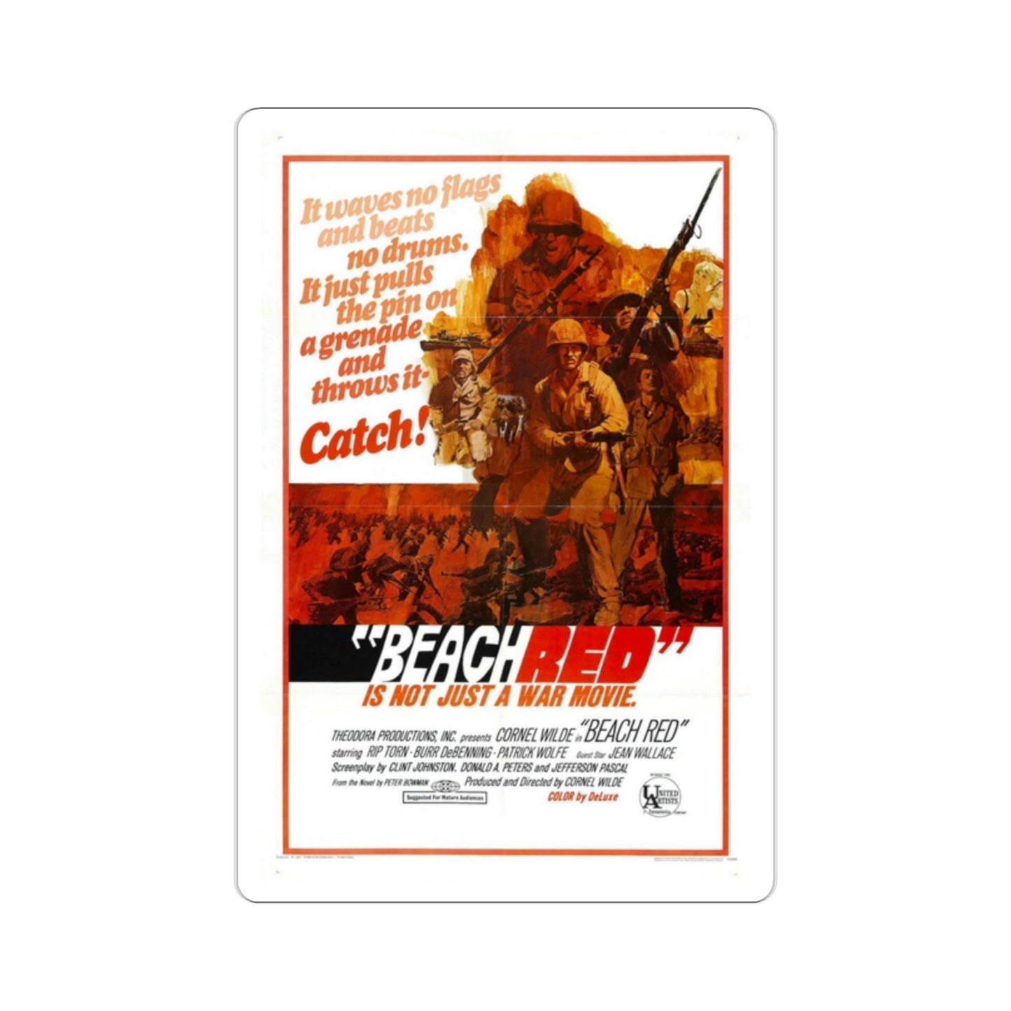 Beach Red 1967 Movie Poster STICKER Vinyl Die-Cut Decal-2 Inch-The Sticker Space