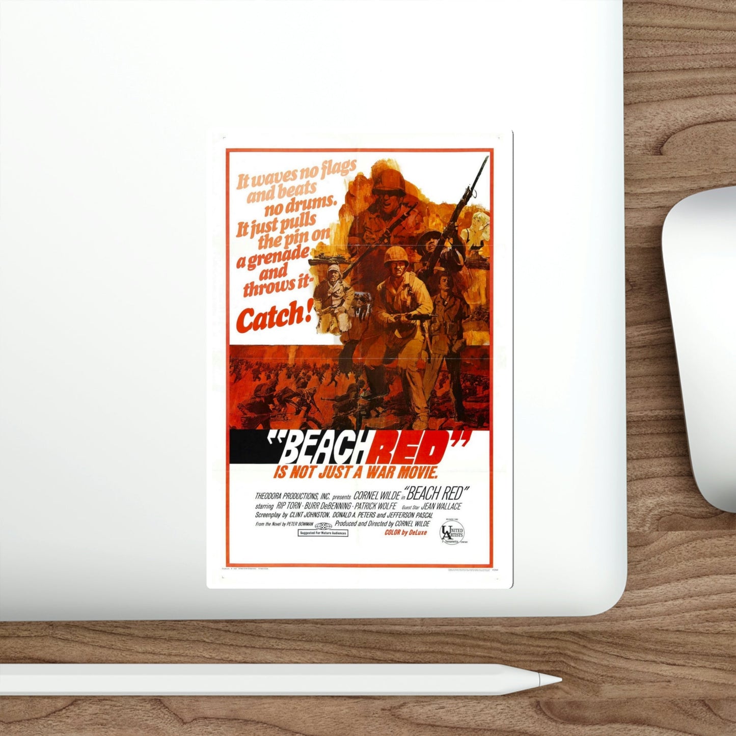 Beach Red 1967 Movie Poster STICKER Vinyl Die-Cut Decal-The Sticker Space