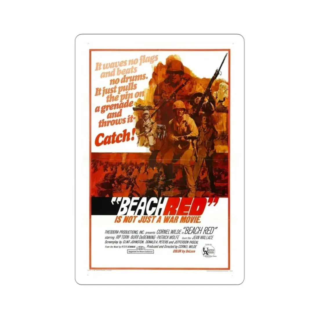 Beach Red 1967 Movie Poster STICKER Vinyl Die-Cut Decal 3 Inch - The Sticker Space