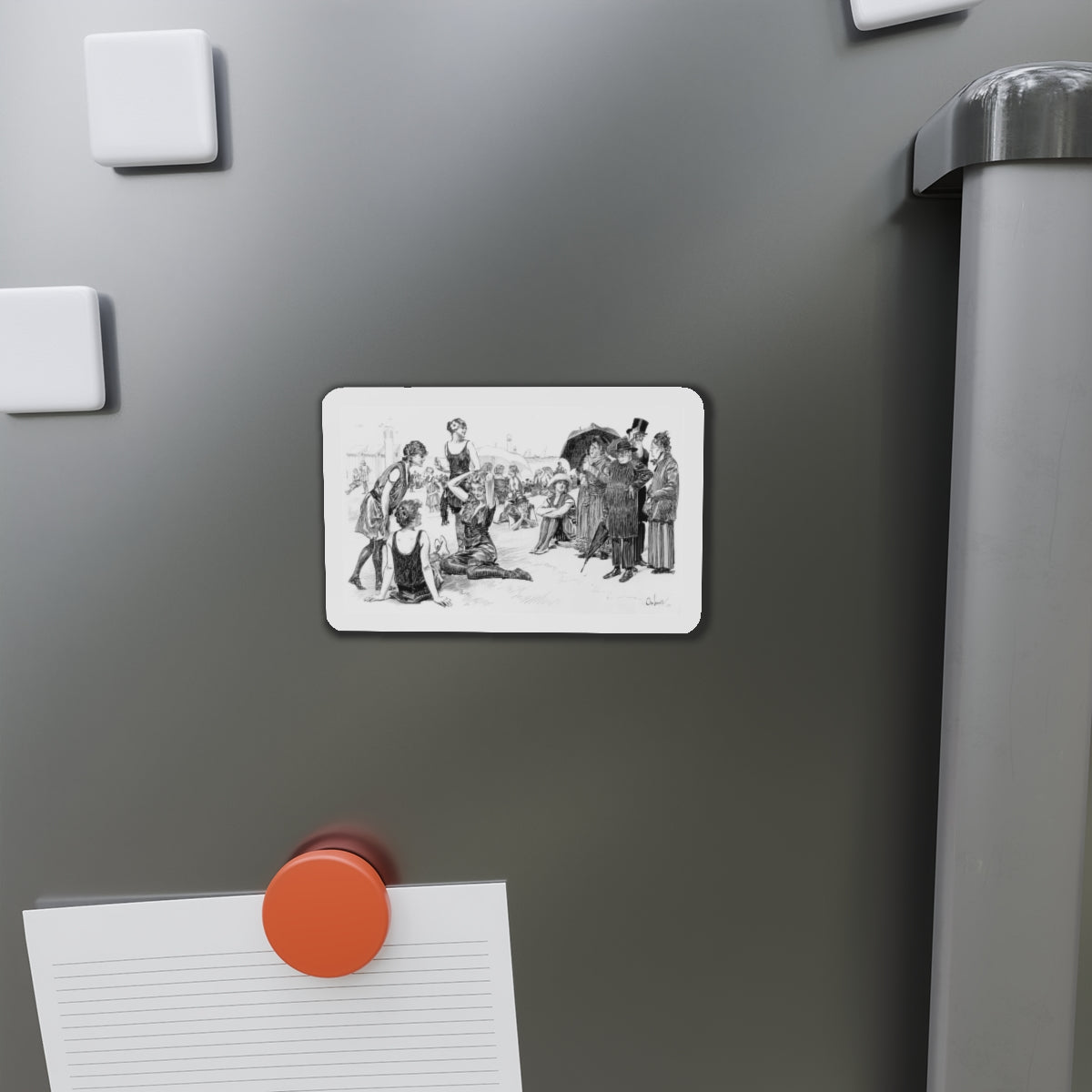 Beach Scene (Magazine Illustration) Refrigerator Magnet-The Sticker Space