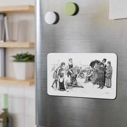 Beach Scene (Magazine Illustration) Refrigerator Magnet-The Sticker Space