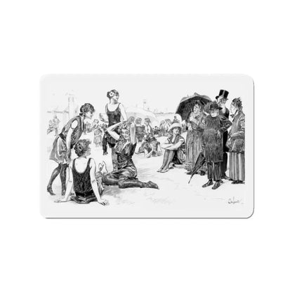 Beach Scene (Magazine Illustration) Refrigerator Magnet 2 Inch Die-Cut - The Sticker Space