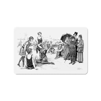 Beach Scene (Magazine Illustration) Refrigerator Magnet 3 Inch Die-Cut - The Sticker Space