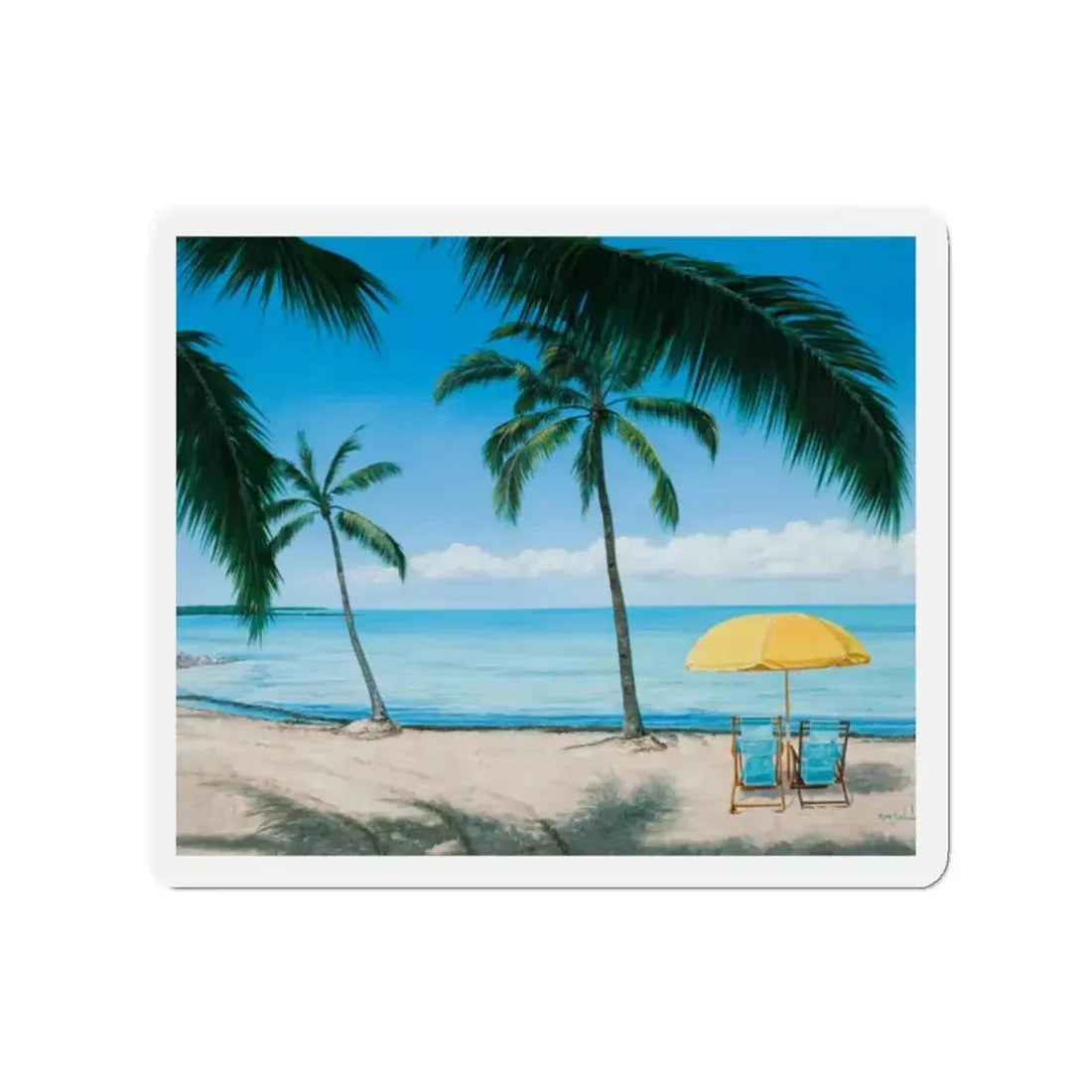 Beach Scene_1 (Magazine Illustration) Refrigerator Magnet 2 Inch Die-Cut - The Sticker Space