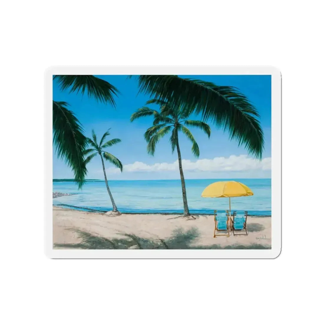 Beach Scene_1 (Magazine Illustration) Refrigerator Magnet 3 Inch Die-Cut - The Sticker Space