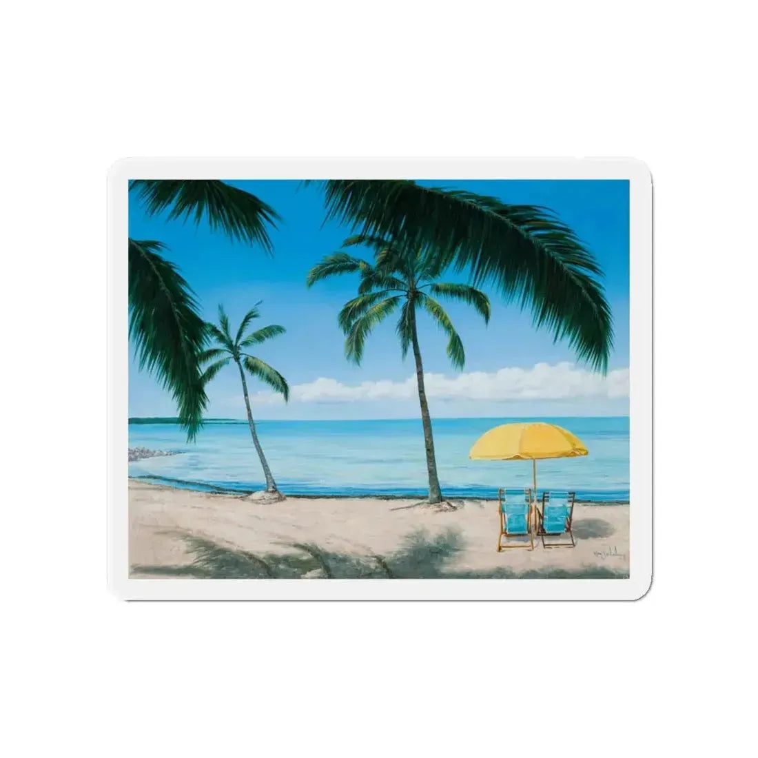 Beach Scene_1 (Magazine Illustration) Refrigerator Magnet 4 Inch Die-Cut - The Sticker Space