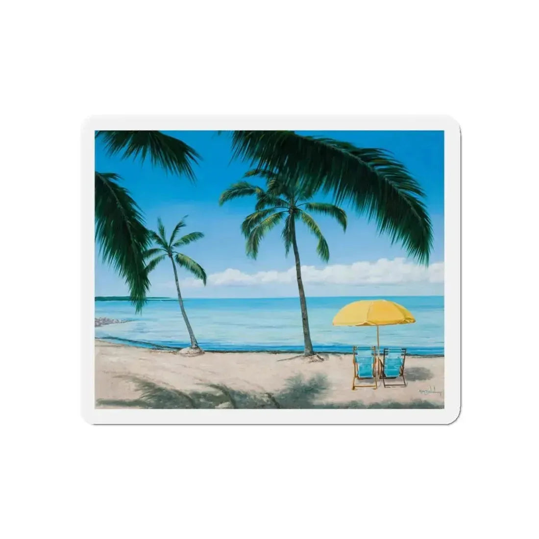 Beach Scene_1 (Magazine Illustration) Refrigerator Magnet 5 Inch Die-Cut - The Sticker Space
