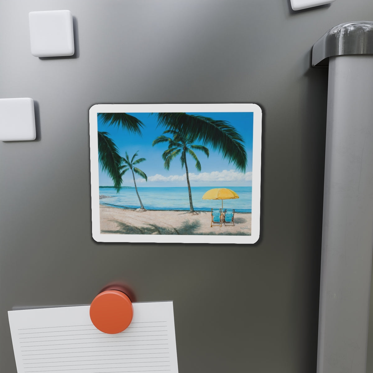 Beach Scene_1 (Magazine Illustration) Refrigerator Magnet-The Sticker Space