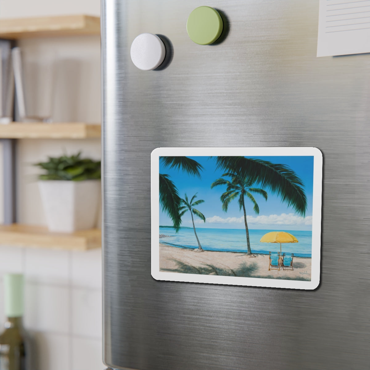 Beach Scene_1 (Magazine Illustration) Refrigerator Magnet-The Sticker Space