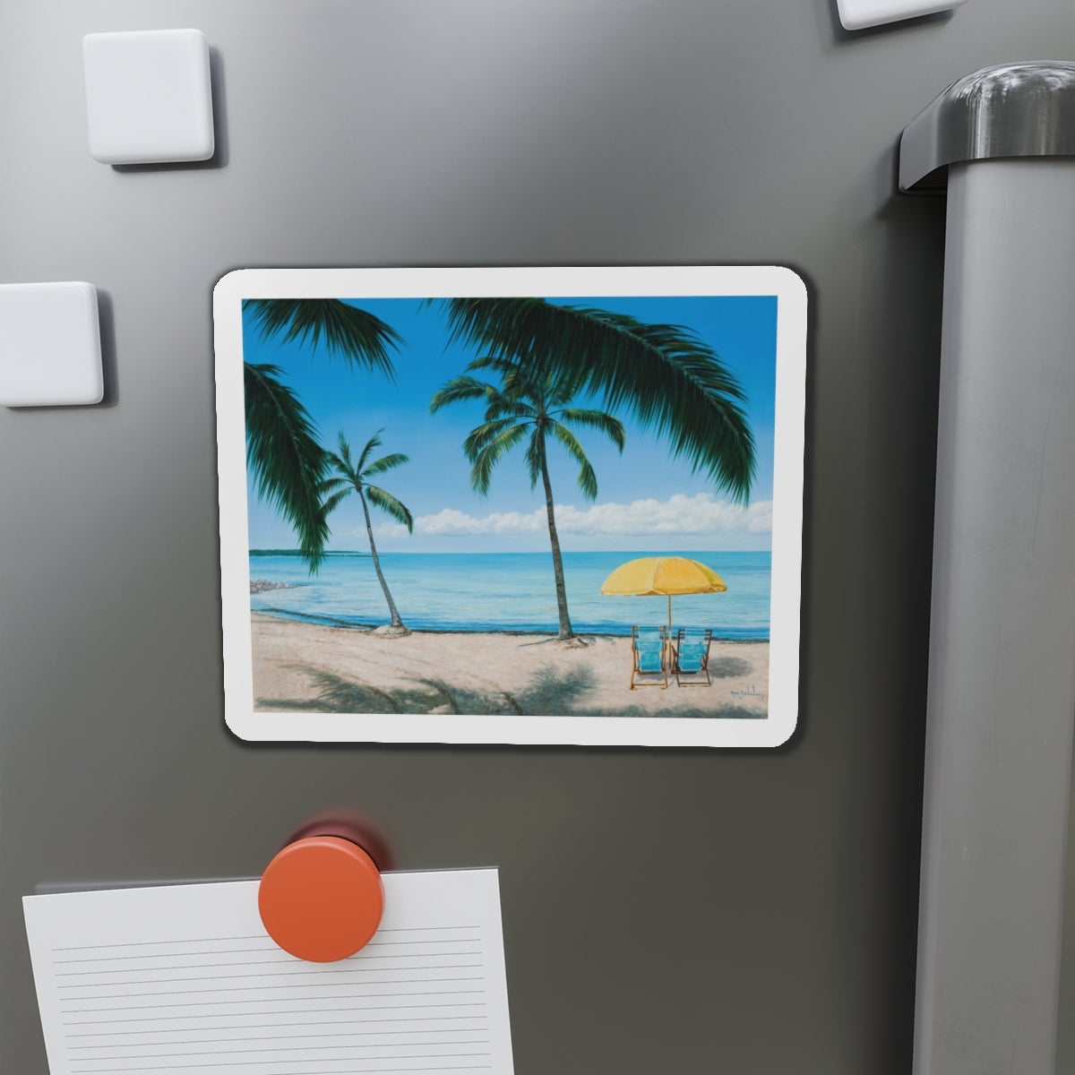 Beach Scene_1 (Magazine Illustration) Refrigerator Magnet-The Sticker Space