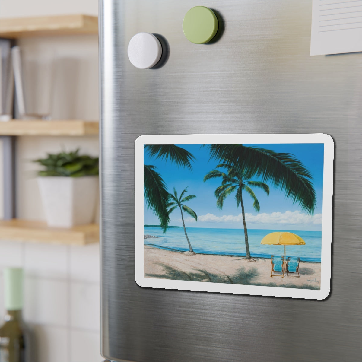 Beach Scene_1 (Magazine Illustration) Refrigerator Magnet-The Sticker Space