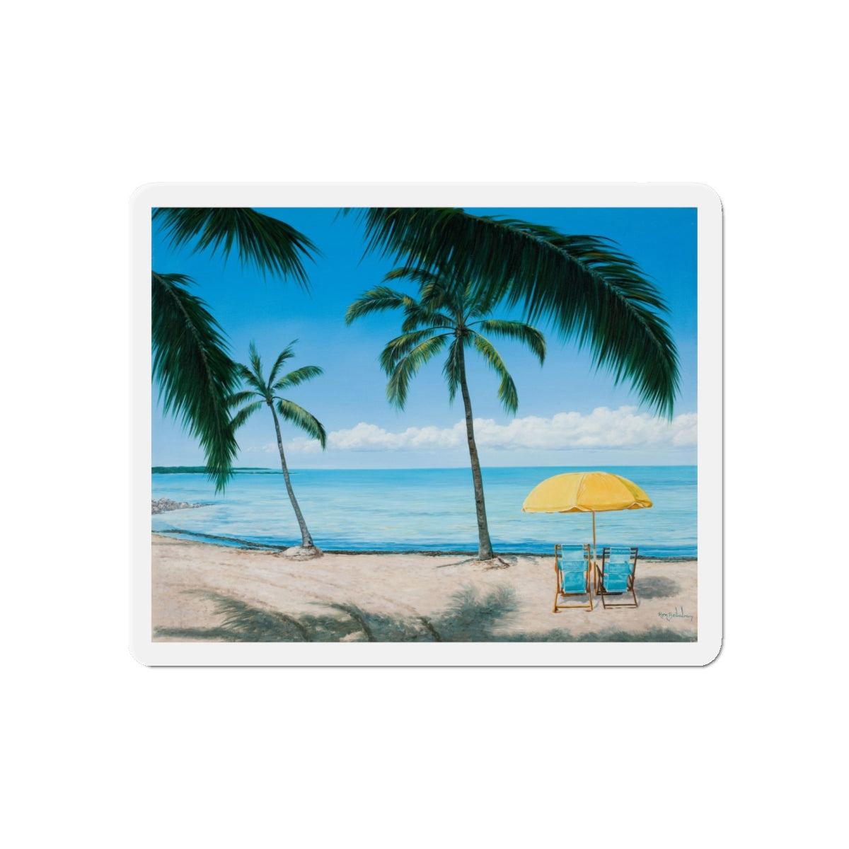 Beach Scene_1 (Magazine Illustration) Refrigerator Magnet-6" × 6"-The Sticker Space