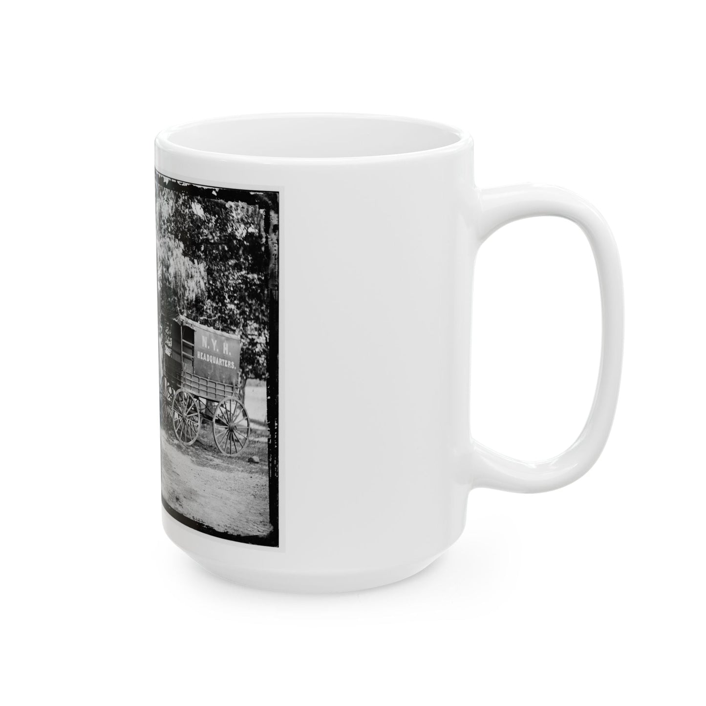 Bealeton, Va. Group At Tent And Wagon Of The New York Herald (U.S. Civil War) White Coffee Mug