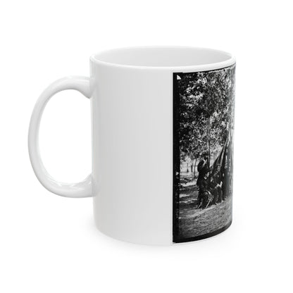 Bealeton, Va. Group At Tent And Wagon Of The New York Herald (U.S. Civil War) White Coffee Mug