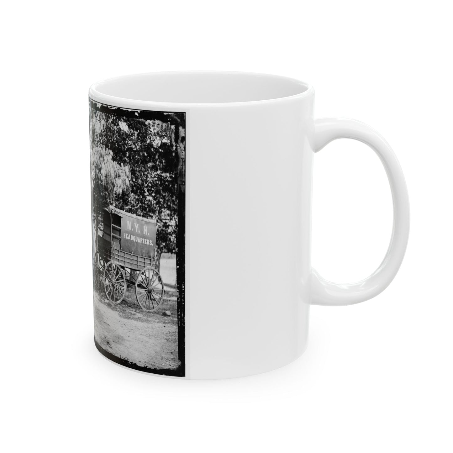 Bealeton, Va. Group At Tent And Wagon Of The New York Herald (U.S. Civil War) White Coffee Mug