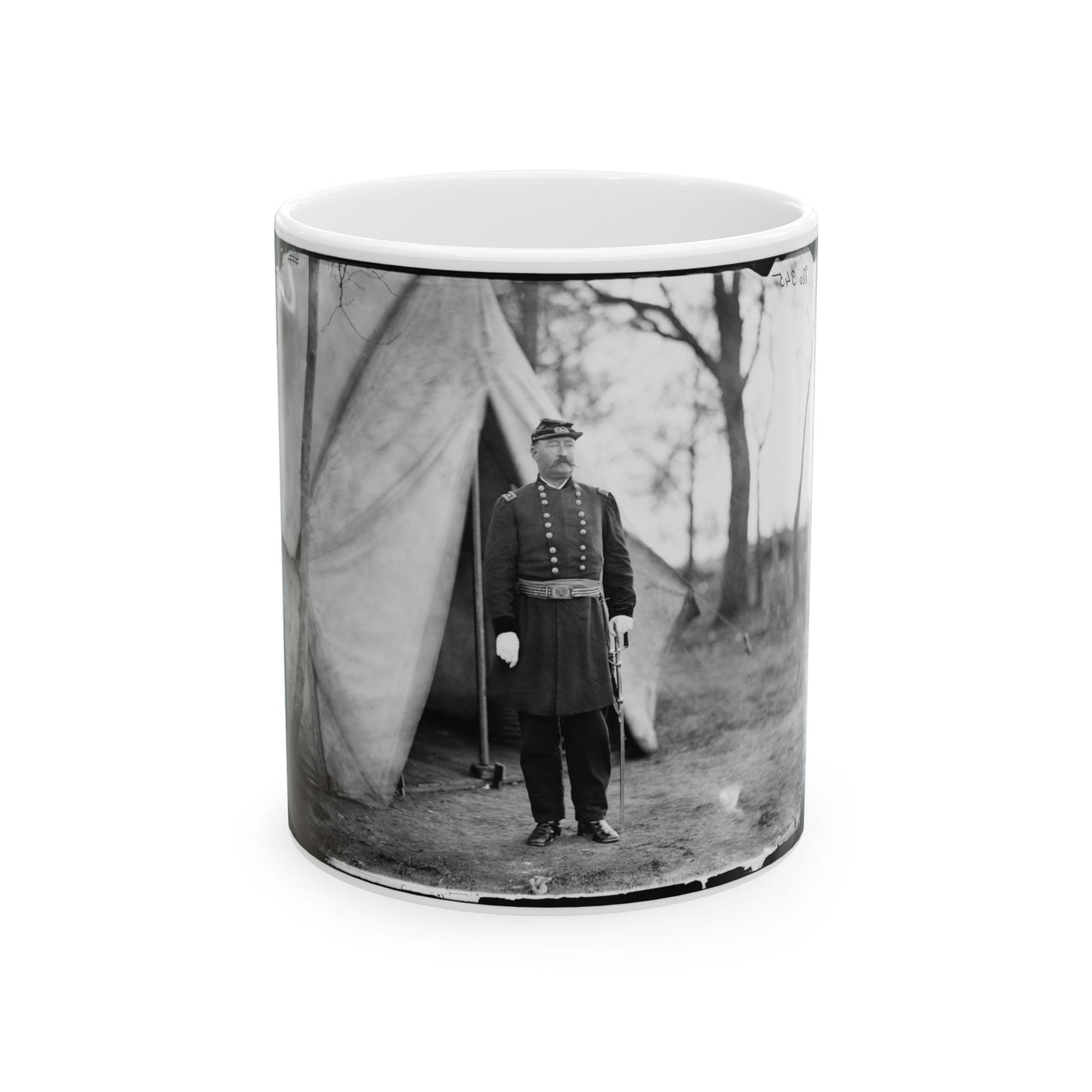 Bealeton, Virginia. Gen. William H. French Standing In Front Of Tent (U.S. Civil War) White Coffee Mug