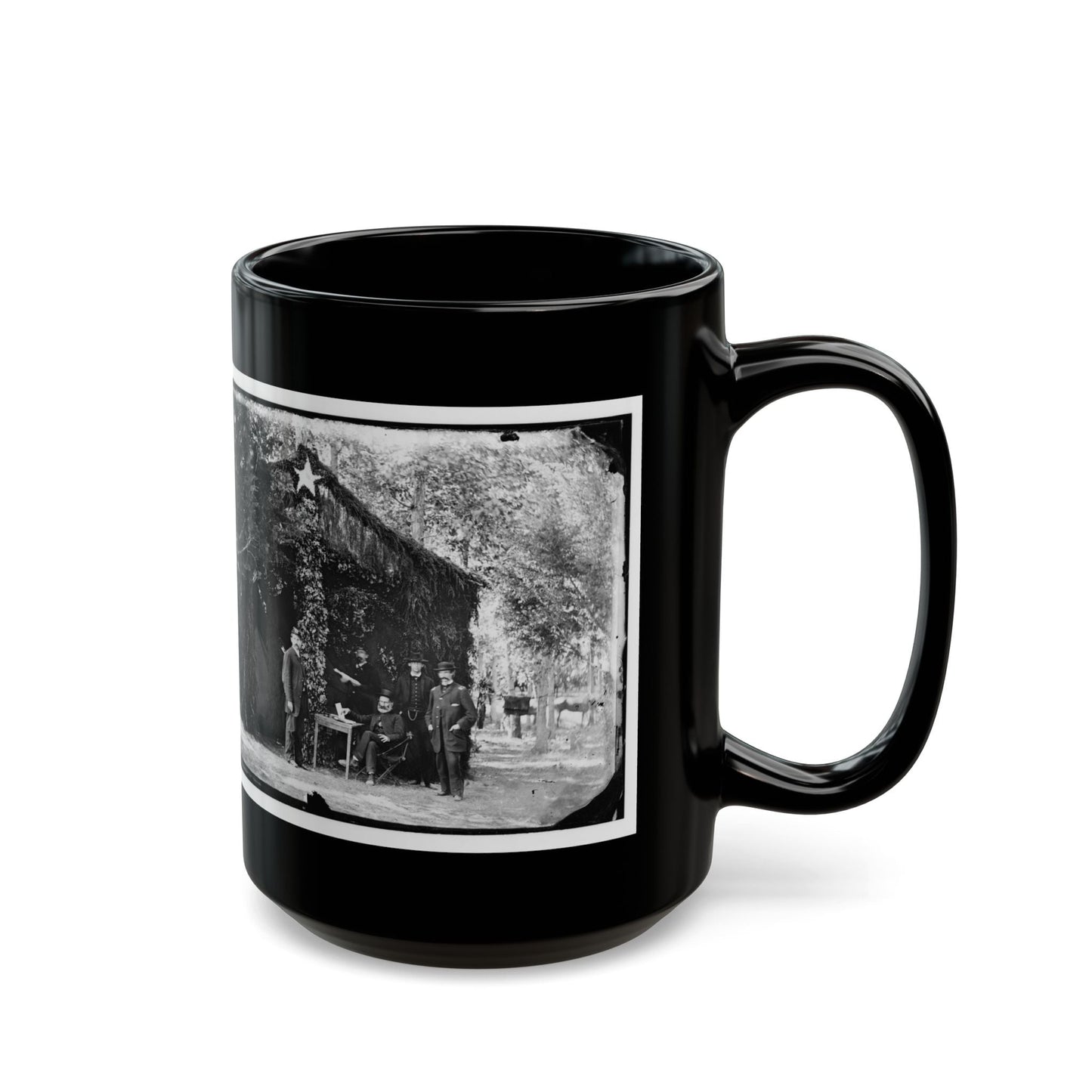 Bealeton, Virginia. General Marsena R. Patrick And Staff(2) (U.S. Civil War) Black Coffee Mug-The Sticker Space