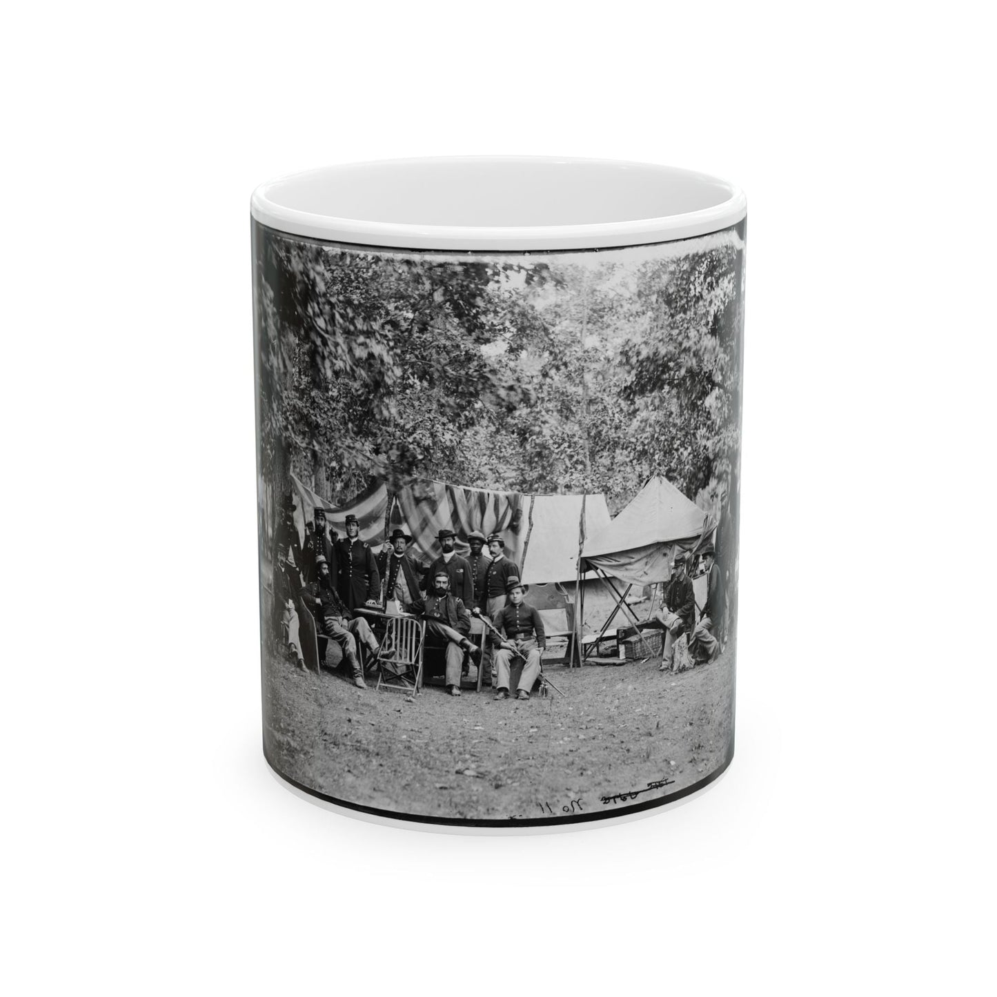 Bealeton, Virginia. Regimental Staff 93d New York Infantry. (Morgan Rifles) (U.S. Civil War) White Coffee Mug-11oz-The Sticker Space