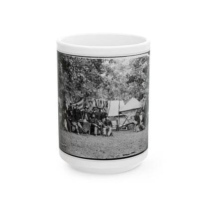 Bealeton, Virginia. Regimental Staff 93d New York Infantry. (Morgan Rifles) (U.S. Civil War) White Coffee Mug-15oz-The Sticker Space