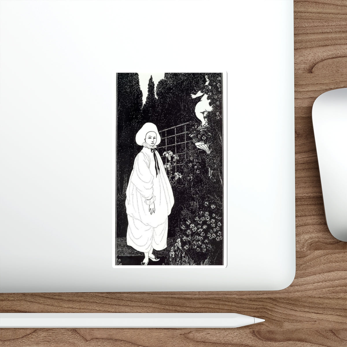 BEARDSLEY, Aubrey - Frontispiece to The Pierrot of the Minute (Artwork) STICKER Vinyl Die-Cut Decal-The Sticker Space