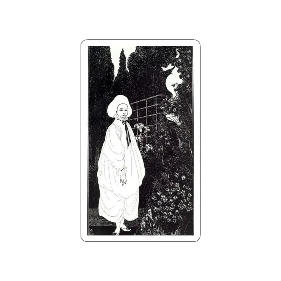 BEARDSLEY, Aubrey - Frontispiece to The Pierrot of the Minute (Artwork) STICKER Vinyl Die-Cut Decal White Die-Cut 2 Inch - The Sticker Space