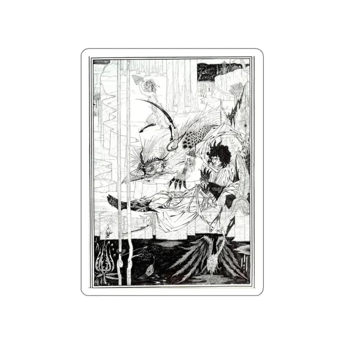 BEARDSLEY, Aubrey - How King Arthur Saw the Questing Beast (Artwork) STICKER Vinyl Die-Cut Decal White Die-Cut 3 Inch - The Sticker Space