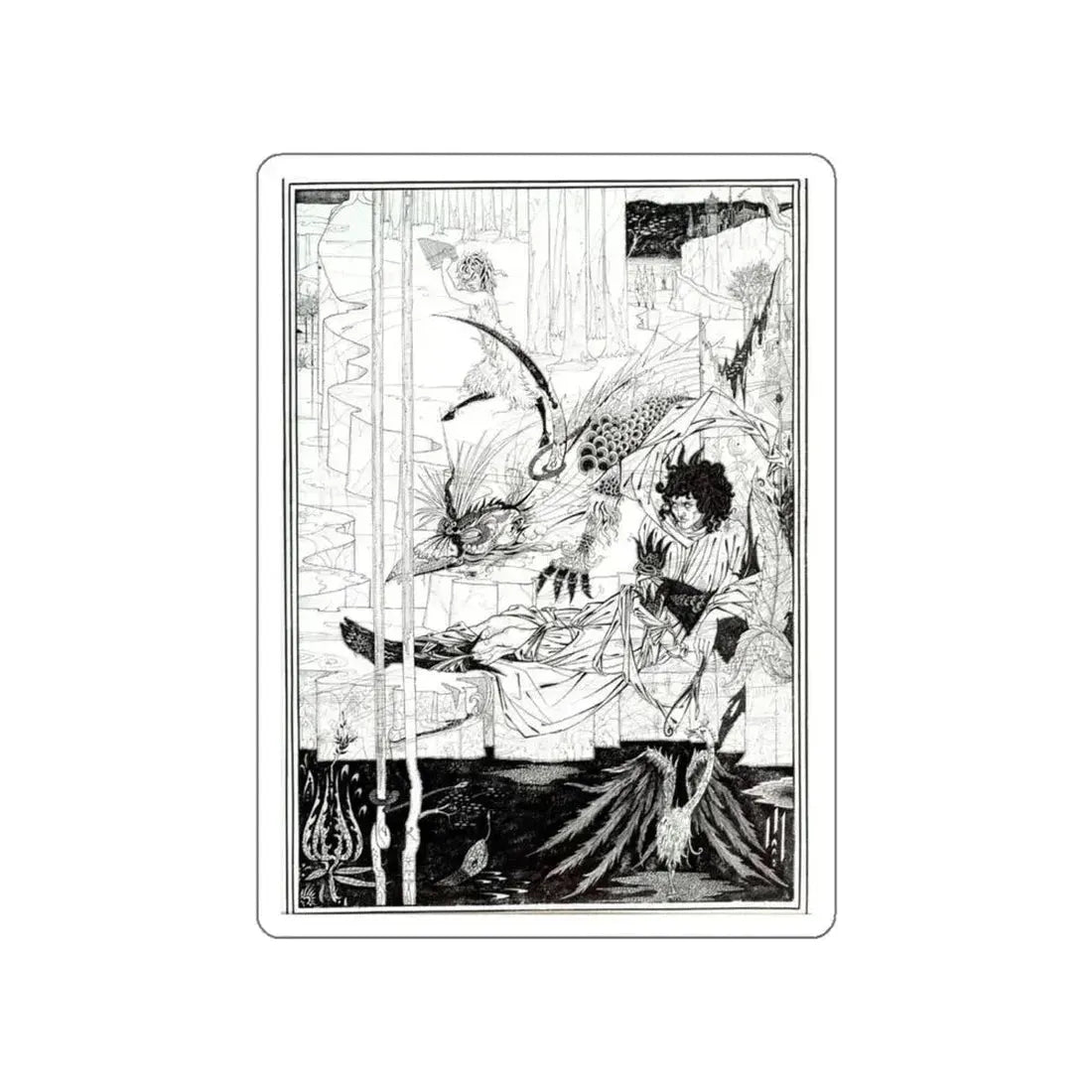 BEARDSLEY, Aubrey - How King Arthur Saw the Questing Beast (Artwork) STICKER Vinyl Die-Cut Decal White Die-Cut 5 Inch - The Sticker Space