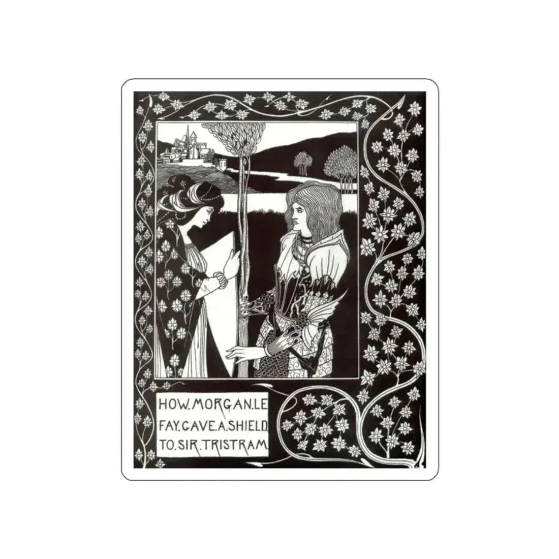 BEARDSLEY, Aubrey - How Morgan Le Fay Gave a Shield to Sir Tristram (Artwork) STICKER Vinyl Die-Cut Decal - The Sticker Space