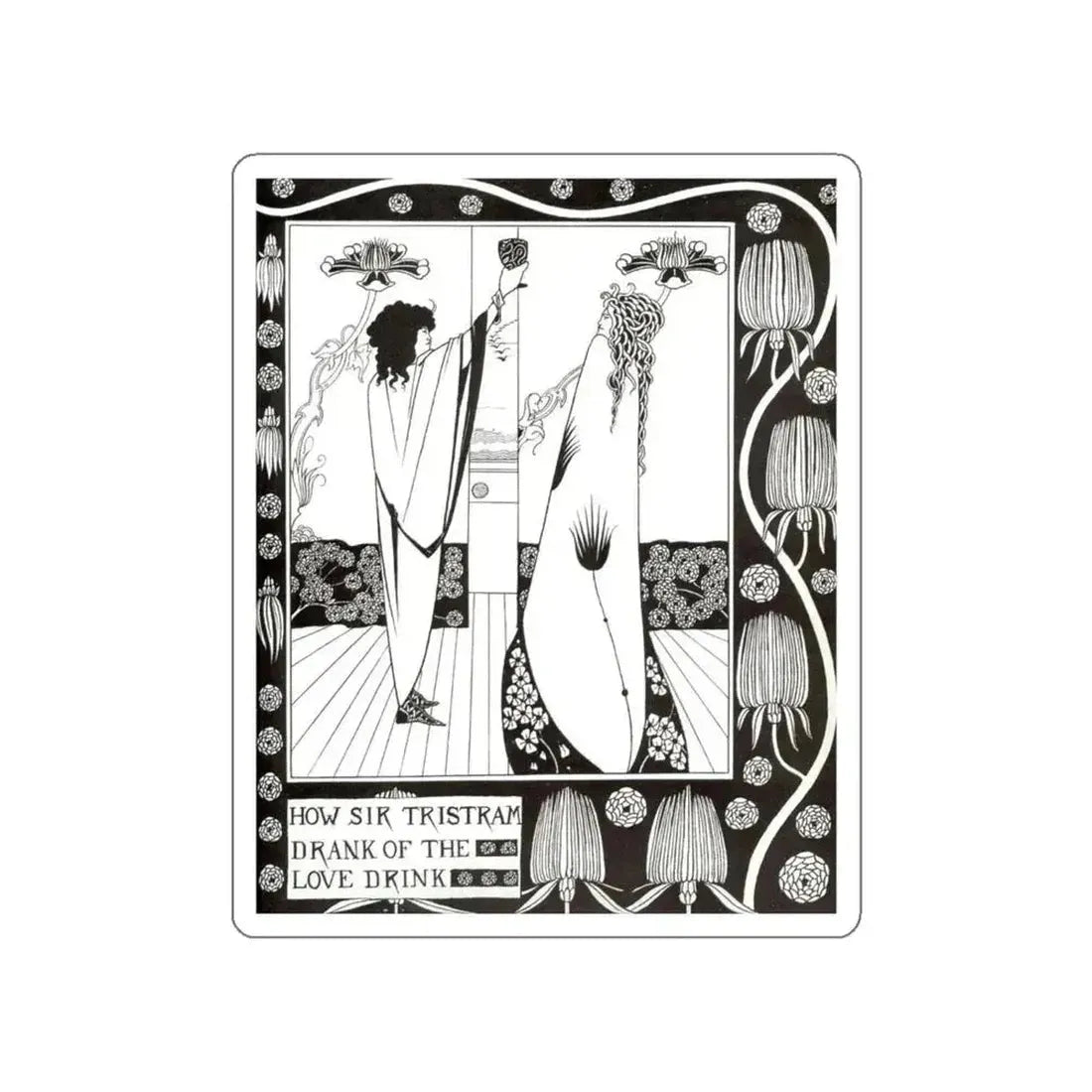 BEARDSLEY, Aubrey - How Sir Tristram Dran of the Love Drink (Artwork) STICKER Vinyl Die-Cut Decal White Die-Cut 6 Inch - The Sticker Space