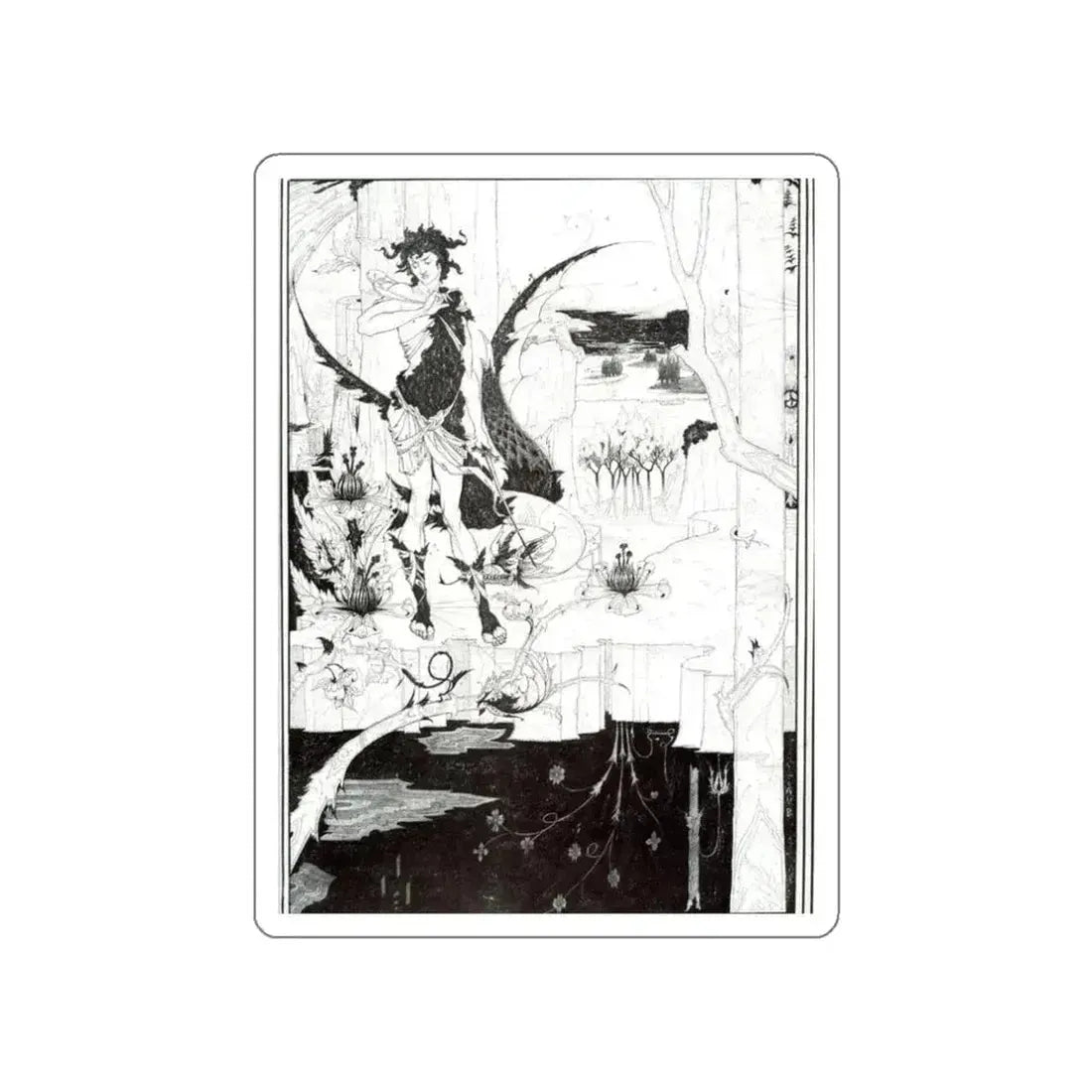 BEARDSLEY, Aubrey - Illustration to Siegfried Act II (Artwork) STICKER Vinyl Die-Cut Decal - The Sticker Space