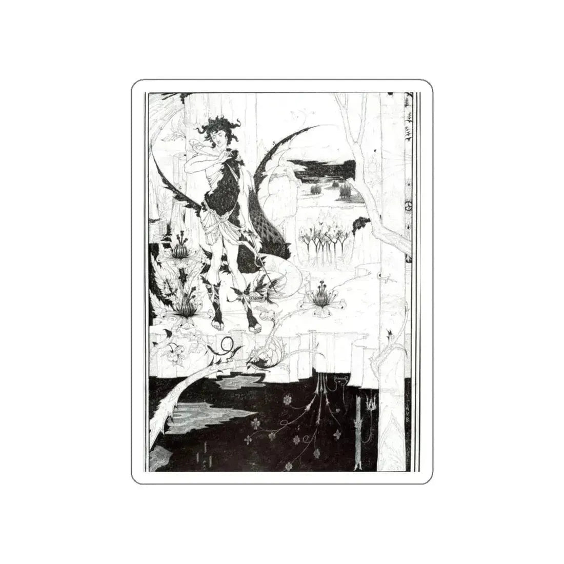BEARDSLEY, Aubrey - Illustration to Siegfried Act II (Artwork) STICKER Vinyl Die-Cut Decal White Die-Cut 4 Inch - The Sticker Space