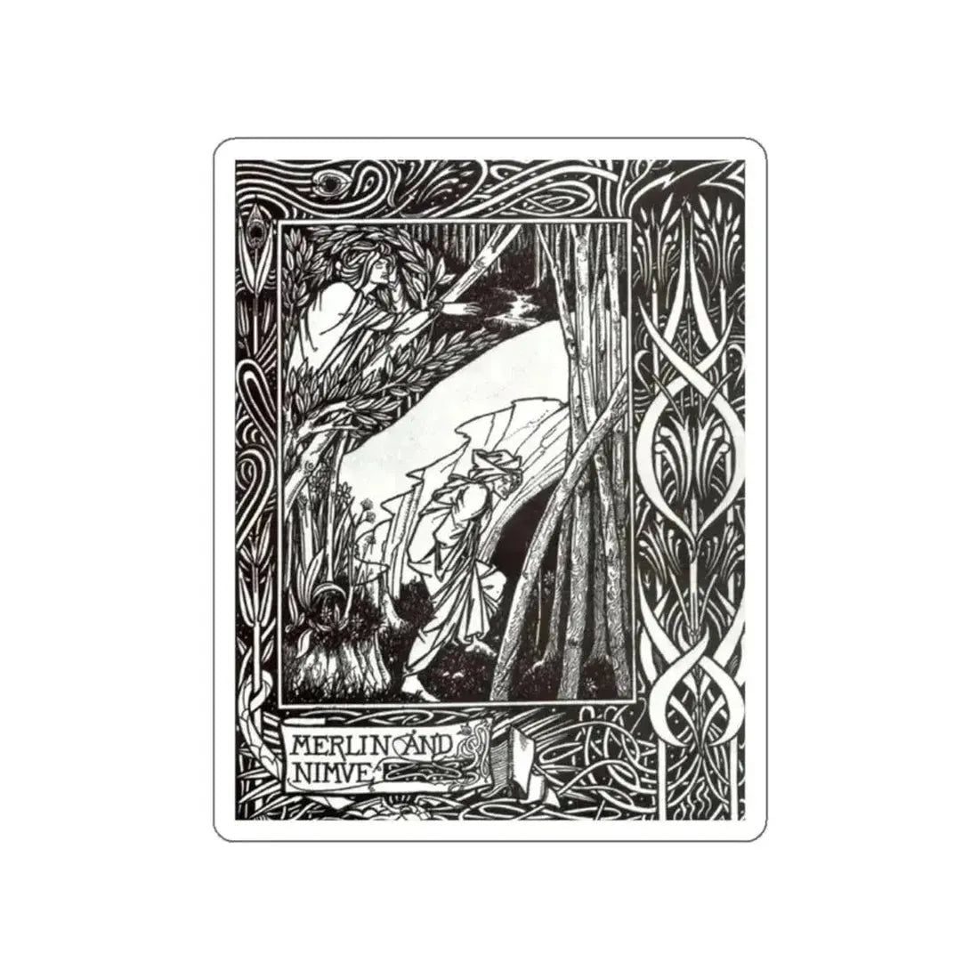 BEARDSLEY, Aubrey - Merlin and Nimue (Artwork) STICKER Vinyl Die-Cut Decal - The Sticker Space