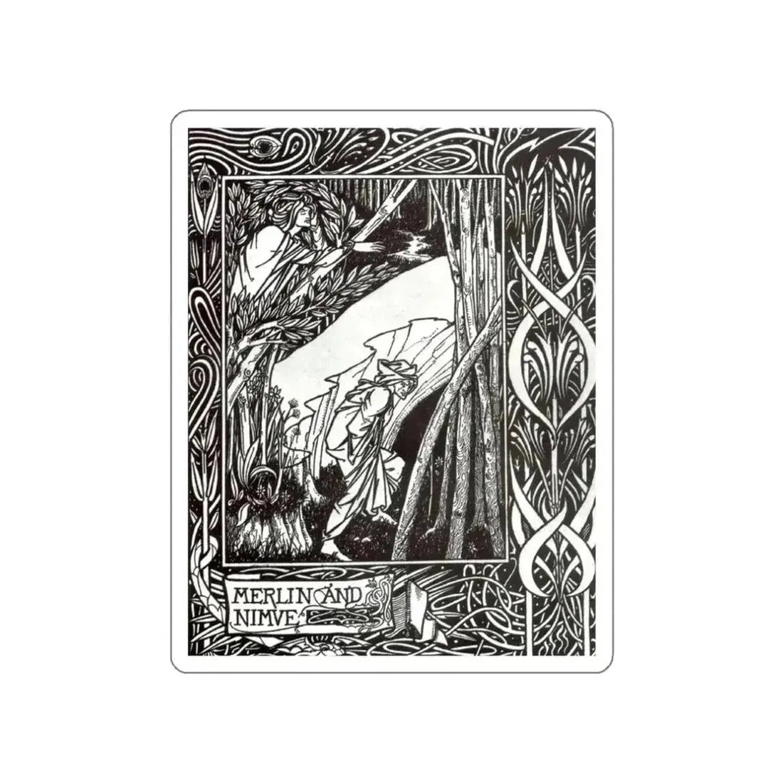 BEARDSLEY, Aubrey - Merlin and Nimue (Artwork) STICKER Vinyl Die-Cut Decal - The Sticker Space