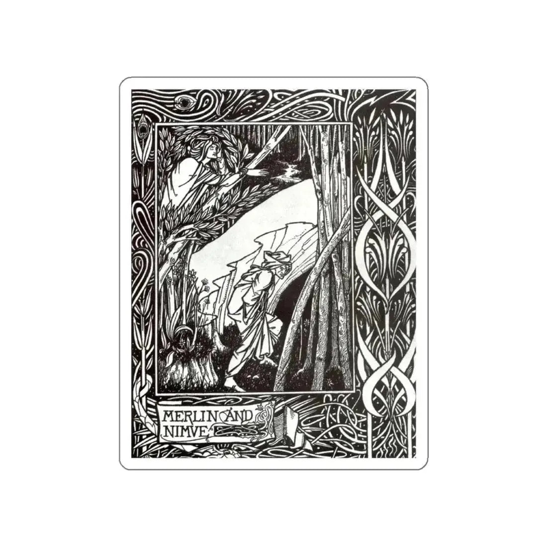 BEARDSLEY, Aubrey - Merlin and Nimue (Artwork) STICKER Vinyl Die-Cut Decal - The Sticker Space