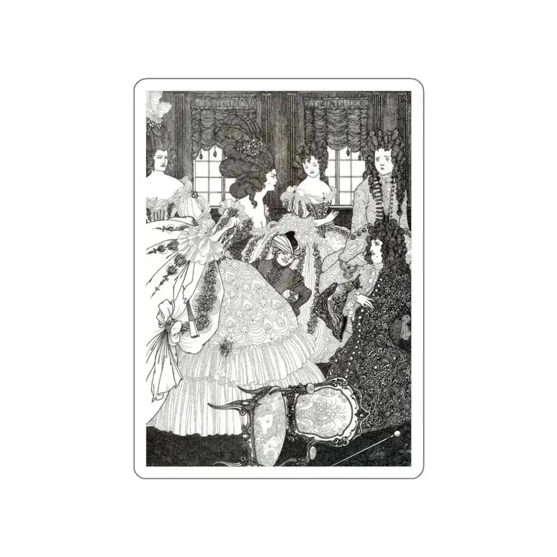 BEARDSLEY, Aubrey - The Battle of the Beaux and the Belles (Artwork) STICKER Vinyl Die-Cut Decal White Die-Cut 3 Inch - The Sticker Space
