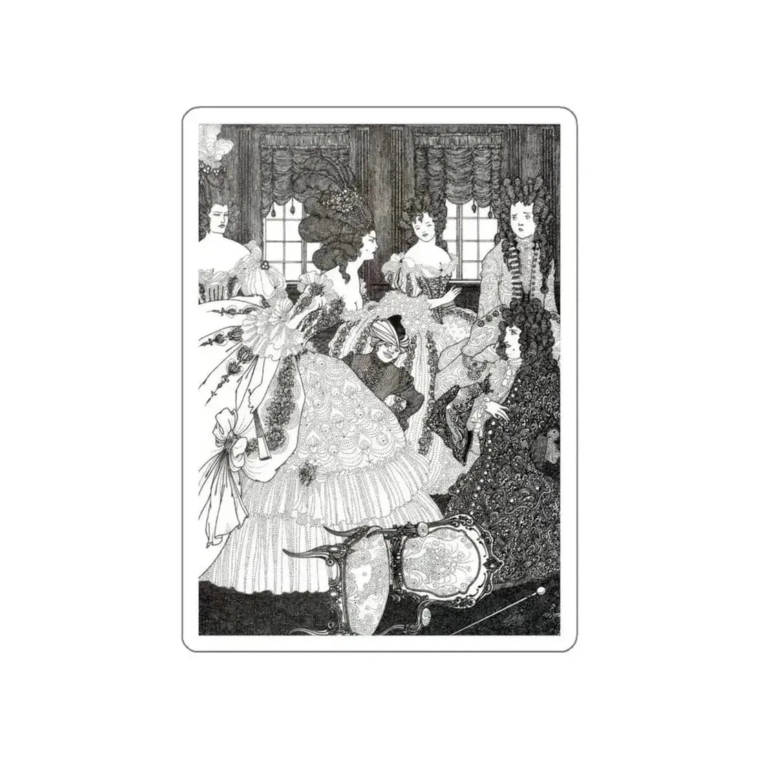 BEARDSLEY, Aubrey - The Battle of the Beaux and the Belles (Artwork) STICKER Vinyl Die-Cut Decal White Die-Cut 6 Inch - The Sticker Space