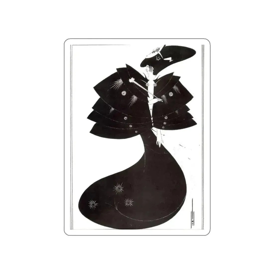 BEARDSLEY, Aubrey - The Black Cape (Artwork) STICKER Vinyl Die-Cut Decal White Die-Cut 3 Inch - The Sticker Space