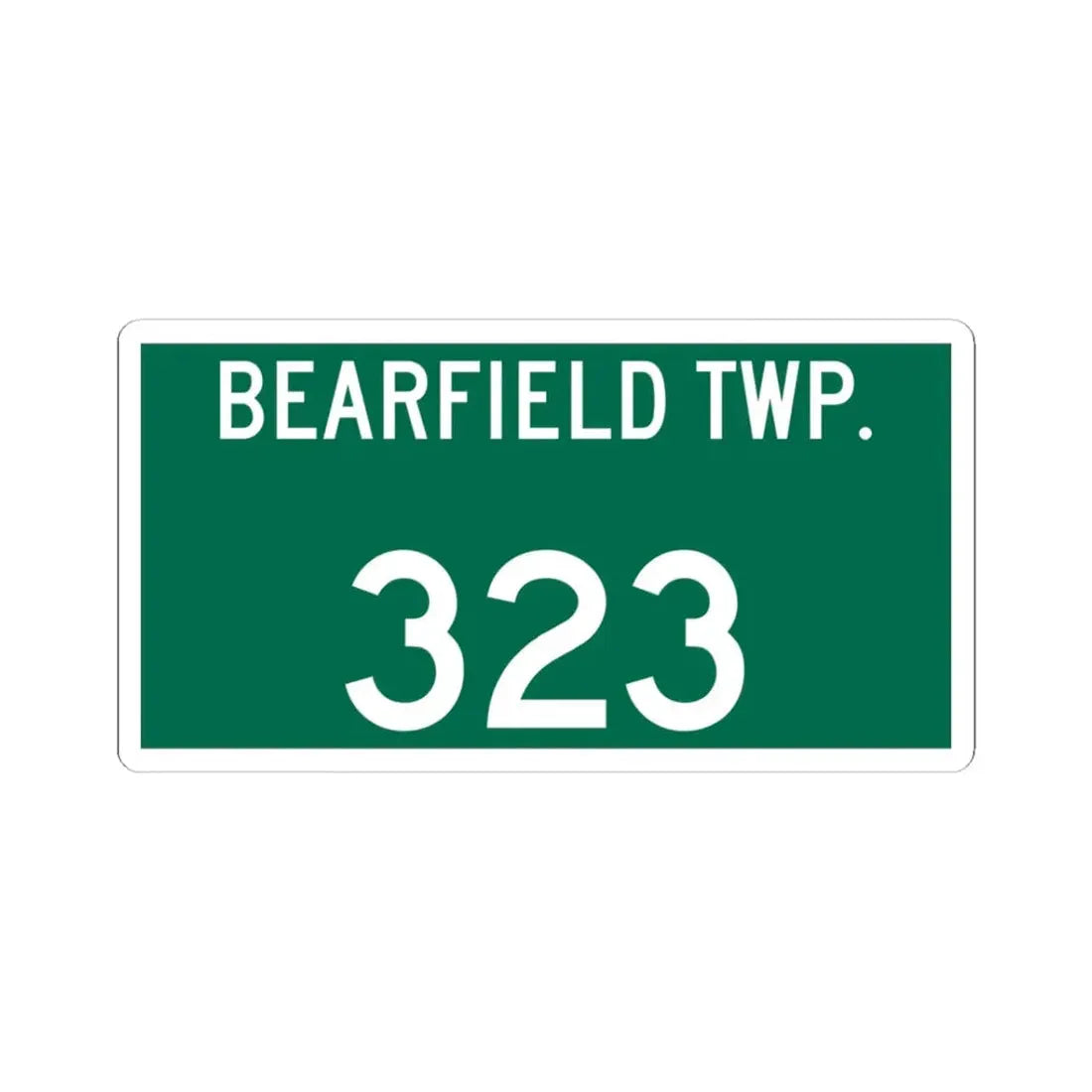 Bearfield Township Route 323 Perry County Ohio (Ohio) (Road Sign) STICKER Vinyl Kiss-Cut Decal 3 Inch White - The Sticker Space
