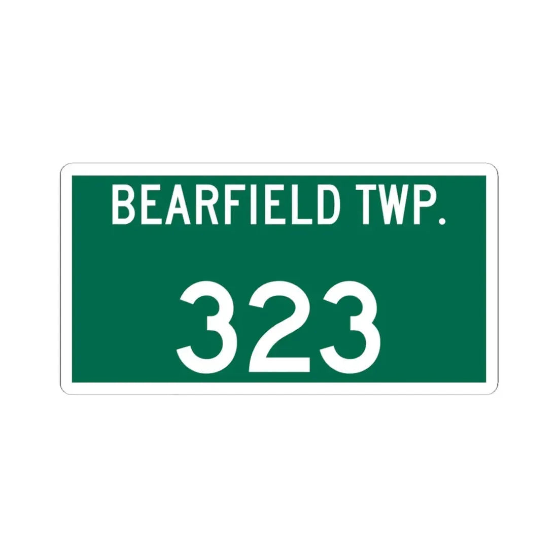 Bearfield Township Route 323 Perry County Ohio (Ohio) (Road Sign) STICKER Vinyl Kiss-Cut Decal 4 Inch White - The Sticker Space
