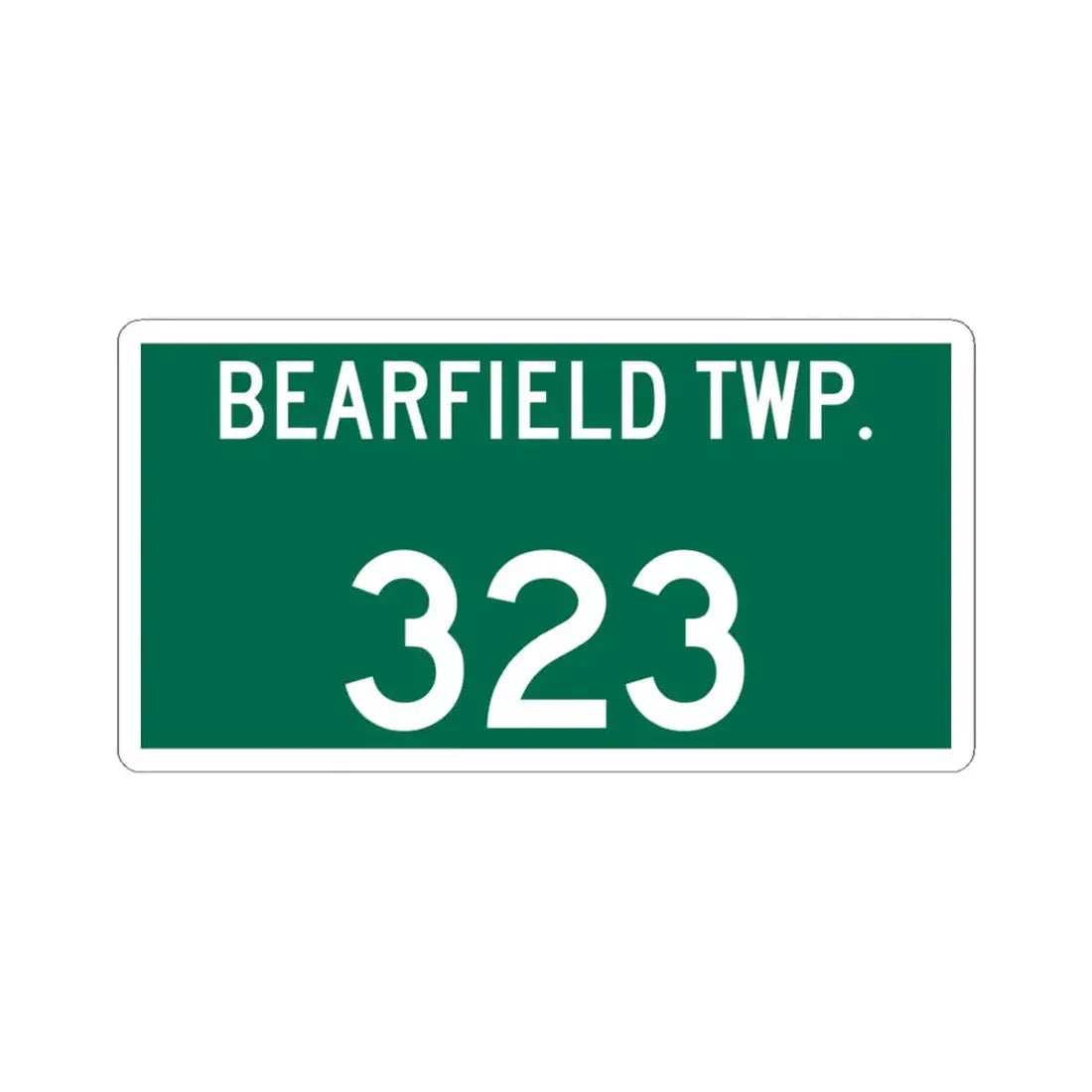 Bearfield Township Route 323 Perry County Ohio (Ohio) (Road Sign) STICKER Vinyl Kiss-Cut Decal 6 Inch White - The Sticker Space