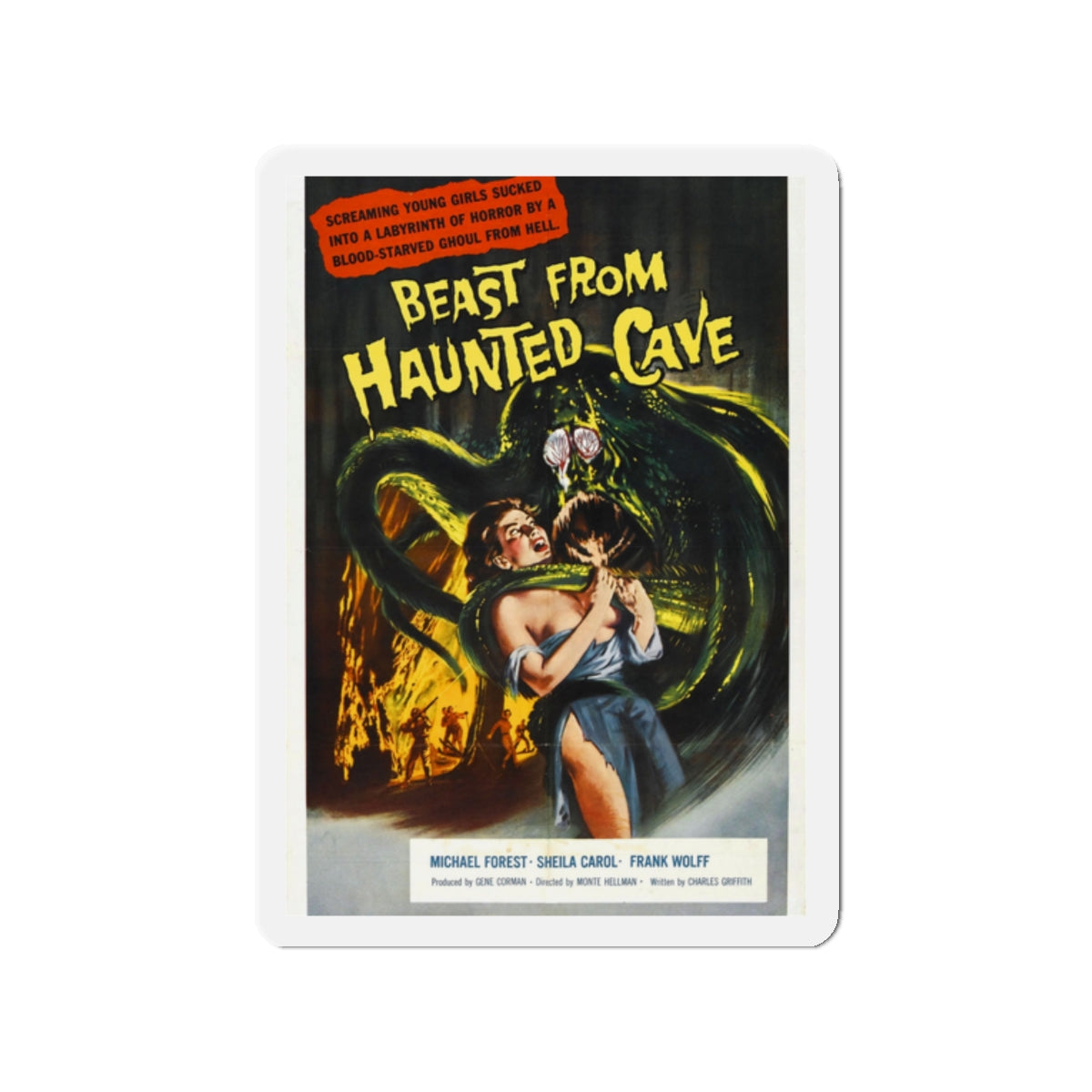 BEAST FROM HAUNTED CAVE 1959 Movie Poster - Die-Cut Magnet-2" x 2"-The Sticker Space